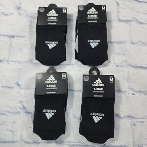 Adidas 5-Star Team Traxion Crew Socks Black SIZE M Men 6.5-9 Women 7-10 LOT OF 4